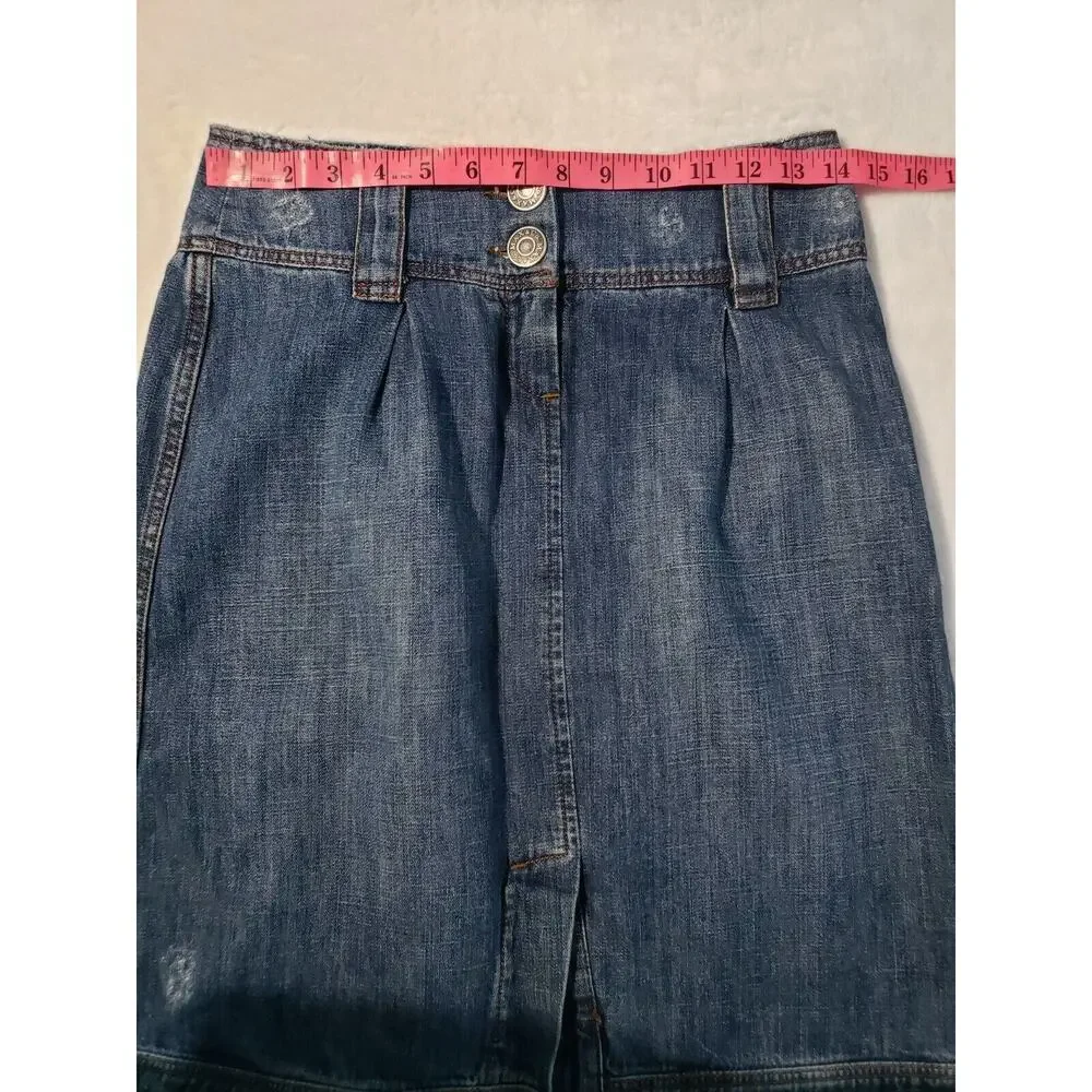 Assembly‎ Distressed Demin Skirt Women's US 4 Medium Wash Vintage Blue Buttons